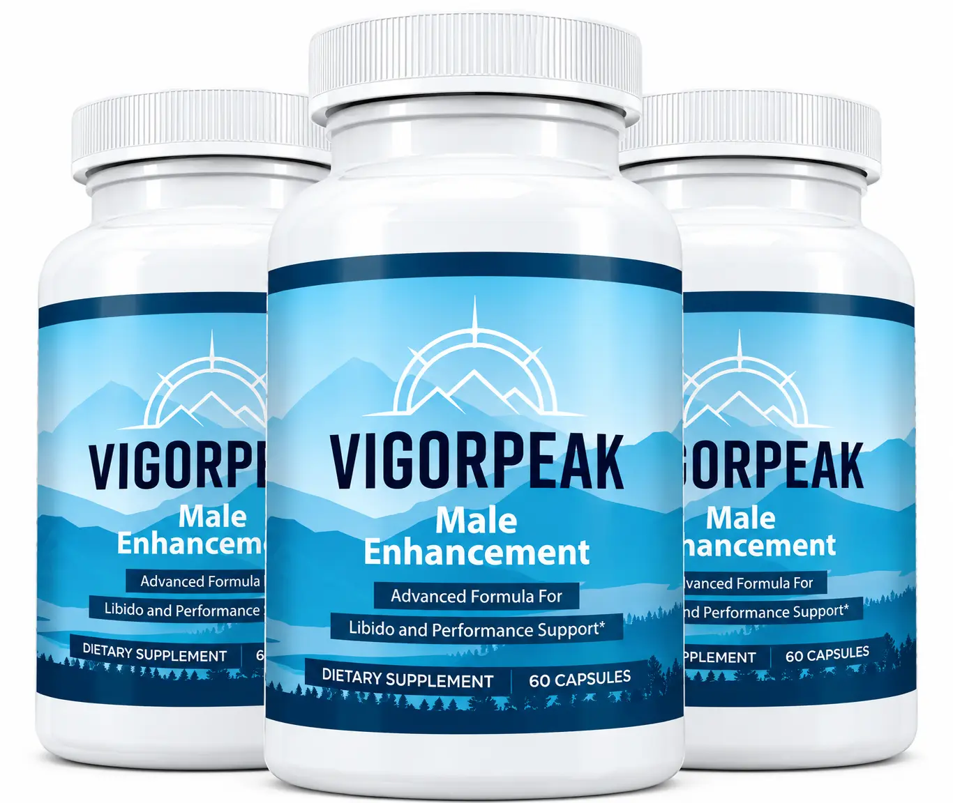 VigorPeak supplement bottle — daily male vitality and performance support